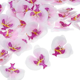PATIKIL 70 mm 人工的な蘭の花ヘッズ 80個 シルク胡蝶蘭 フェイク胡蝶蘭ヘッズ 結婚式 花 花束 装飾 DIY クラフト作成用 ホワイト パープル