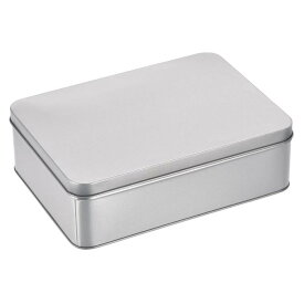 uxcell ブリキ缶 ファイル収納ボックス ギフトボックス 長方形 蓋付き シルバートーン 220 x 160 x 69mm 1個入り