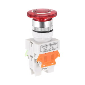 uxcell �����{�^���X�C�b�` ���b�`���O �ً}��~�����{�^�� �X�C�b�` AC250V 10A ���C�g�t�� 110V 1NO 1NC ��t���a22 mm