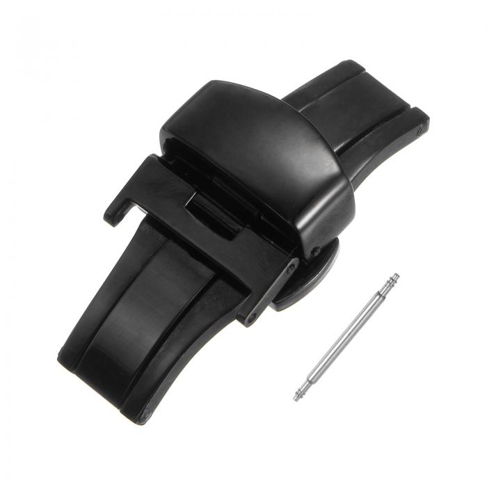 uxcell 時計クラスプ 折りたたみ式 プッシュボタン クイックリリース ストラップリンクピン付き 16 mm革時計バンド用 ブラック