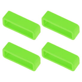 uxcell 時計バンドストラップループ ゴム 交換用ファスナーリング シリコーン時計ホルダーキーパー 22mm幅時計バンド グリーン 4個入り
