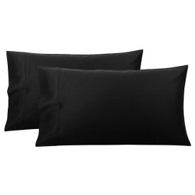 PiccoCasa 枕カバー2個セット 封筒付 スーパー ソフト コットンベッド 枕カバー ホテル 寝室 ブラック 50x75cm
