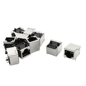 uxcell PCB�W���b�N�R�l�N�^ �V���o�[�g�[�� PCB Mount RJ45 8P8C RJ45 10��
