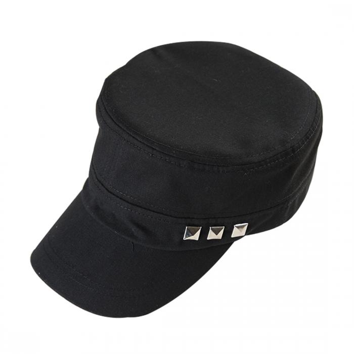 uxcell キャップ 帽子 ミリタリー ワークキャップ シンプル 無地 スポーツ アウトドア 男女兼用 ブラック バックルスタイル Free Size
