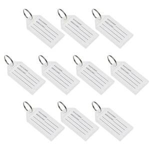 uxcell ���^�O �v���X�`�b�N�� �X�v���b�g�L�[�����O �L�[�`�F�� ID���Q�[�W���x�� �T�C�Y56x29mm �z���C�g 10��