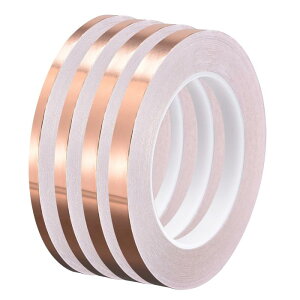 uxcell �`���e�[�v �R�b�p�[�t�H�C���e�[�v �V���O���� 5mm/6mm/8mm/10mm x 30m EMI�V�[���h �M�^�[�p �G���N�g���J�����y�A 4��