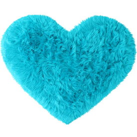 uxcell フロアマット カーペット ハート型 長毛 ふわふわ 可愛い 玄関マット 家庭用 洗える 70 x 90cm ブルー