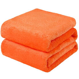 PiccoCasa 毛布 ダブルサイズ ブランケット 厚手 マイクロファイバー あったか タオルケット 掛け毛布 ふわふわ ふんわり 吸湿 柔らかい 毛抜けない 洗える オレンジ 230x275cm
