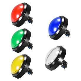 uxcell ゲームプッシュボタン 98mmラウンド 12V LED点灯 押しボタンスイッチ マイクロスイッチ付き アーケードビデオゲーム用 5色 5個