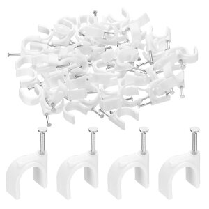 uxcell 100�� �P�[�u���N���b�v 14mm �n�[�t�N�����v J�t�b�N�t�� �ۓB1�{�t�� �Ǘp�P�[�u�����C���[�N���b�v R G6 R G59 CAT6 RJ45 �C�[�T�l�b�g �^�b�N ���� PEX�`���[�u �p�C�v�T�|�[�g �z���C�g