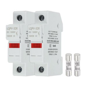 uxcell DIN���[���p�q���[�Y�z���_�[ 1�R�A�u���b�N�t�� 10x38mm 4-18AW G �P�� ����/�����d�p�q���[�Y�z���_�[ DC 1000V 6A �\�����t�� ����PV�V�X�e�� �o�b�e���[�ی�p 2����