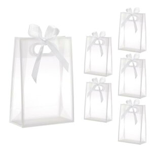 uxcell 6�Z�b�g �����v���X�`�b�N�M�t�g�o�b�O �n���h���t���A9.5 x 13.8 x 4 PP�v���X�`�b�N�� �ė��p�\�M�t�g�o�b�O ���{���t�� �ԉŁA�������A�a�����p�[�e�B�[�p (���A�����{��)