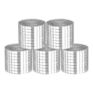 uxcell 9600�� �~���[���U�C�N�^�C�� 5×5mm �����` �K���X�� �S���f�B�X�R�{�[�� �~���[�^�C�� �X�e�b�J�[ DIY�N���t�g ���� �A�[�g�R���[�W�� �J�[�h�쐬�p �V���o�[