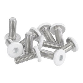 uxcell 10個入り M6-1 x 16mm ボタン頭六角穴付きボルト 304ステンレス鋼 フルスレッド 光沢仕上げ 家具・家電用セルフタッピングねじ ホワイト