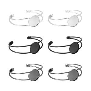uxcell 6�Z�b�g �x�[���g���C�󔒃u���X���b�g����A20mm �����\�Ȋی^�g���C��� �󔒃o���O�� DIY��ΐ��� �u���X���b�g�p�A�V���o�[/�u�����Y/��
