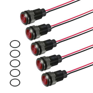 PATIKIL 5�� 12mm(15/32) �C���W�P�[�^ ���C�g 12V-24V AC/DC LED �v���X�`�b�N �V�F�� �M�� �����v �h�� IP67 �ی^ �w�b�h �M�� �� 150mm(5.9) �P�[�u�� �t�� �{�[�g �� �p ��