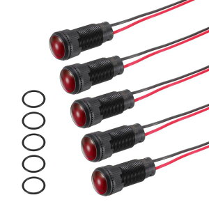 PATIKIL 5�Z�b�g 10mm�i3/8�C���`�j�C���W�P�[�^�[���C�g�A12V-24V AC/DC LED�v���X�`�b�N�P�[�X�M�������v �h��IP67 �ی^�w�b�h�M�����C�g 150mm�i5.9�C���`�j�P�[�u���t�� �D���E�����ԗp�A�ԐF