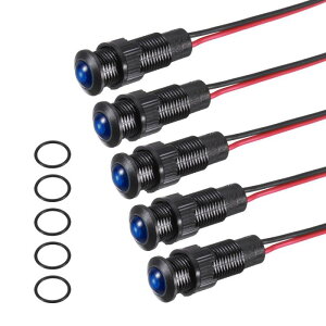 PATIKIL 5�� 8mm(5/16) �C���W�P�[�^�[ ���C�g 12V-24V AC/DC LED �v���X�`�b�N �V�F�� �M�� �����v �h�� IP67 �ی^ �w�b�h �M�� ���C�g 150mm(5.9) �P�[�u�� �t�� �{�[�g �� �p �u���[