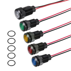 PATIKIL 5�� �Z�b�g 12mm (15/32) �C���W�P�[�^ �����v 12V-24V AC/DC LED �v���X�`�b�N �P�[�X �M���� �h�� IP67 �ی^ �w�b�h �M���� 150mm (5.9) �P�[�u�� �t�� �{�[�g �� �p 5�F