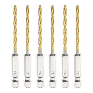 uxcell 6�Z�b�g 1/4�C���` �Z�p�V�����N �`�^�� �˂���h�����r�b�g 3.2mm ���a 80mm ���� �����| �h���� �d������ �X�e�����X�| ���S �؍� �v���X�`�b�N