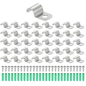 uxcell 60���� �����p�C�v�X�g���b�v 1/4�C���`�i6mm�j�P�[�u���p 304�X�e�����X�|�� U�^�X�g���b�v�N�����v 1���d�l ���� ���C���[ �R�[�h �p�C�v�Œ�p