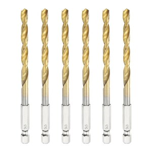 uxcell 6�s�[�X 1/4�C���` �Z�p �V�����N �`�^�� �˂��� �h���� �r�b�g 5.5mm ���a 112mm ���� �����x �| �h���� �d�� ���� �X�e�����X �| ���S �؍� �v���X�`�b�N