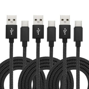 uxcell 3.28�t�B�[�g USB �^�C�v-C�[�d�P�[�u�� 3�{�Z�b�g 2.4A �^�C�v-C to USB A �u���[�h�[�d�R�[�h �f�[�^�]���P�[�u�� �^�u���b�g �X�}�z LED�f�X�N�����v �h���[���p ��