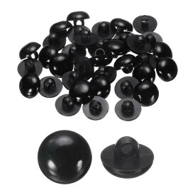 uxcell プラスチックボタン 30個セット 0.47インチ(12mm) マッシュルーム型ドーム丸型縫い付けボタン ジャケット コート シャツ ウェディングドレス用 シャンク付き クラフト縫製アクセサリー 黒