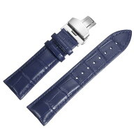 uxcell ブルーレザー時計バンド 23 mm クイックリリース シルバーデプロイメントバタフライバックル 男性…