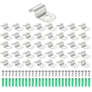 uxcell 60���� �����p�C�v�X�g���b�v 3/16�C���`�i5mm�j�P�[�u���Ή� 304�X�e�����X�X�`�[�� U���^�X�g���b�v�N�����v 1���t�� �z�� ���C���[ �R�[�h �p�C�v�Œ�p