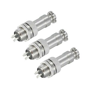 uxcell 3�Z�b�g 4�s�� GX12 �q��R�l�N�^�[ 125V 5A 16mm �\�P�b�g ���^���ی^�v���O �g���[���[�E�h���[���E�Y�Ƌ@��p �V���o�[