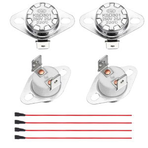 uxcell KSD301�T�[���X�^�b�g 2�Z�b�g 220°C/428°F 25A �펞��(N.C) �X�i�b�v�f�B�X�N���x�X�C�b�` �[�q�t�����C���[ �d�q�����W/�I�[�u��/�R�[�q�[���[�J�[/�Z���~�b�N�f�ޗp