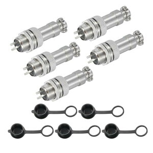 uxcell 5�Z�b�g 3�s�� GX12 �q��R�l�N�^�[ 300V 5A 16mm �\�P�b�g ���^���T�[�L�����[�v���O �I�X���X�v���O�t�� �h���L���b�v�t�� �g���[���[�E�h���[���E�Y�Ƌ@��p �V���o�[