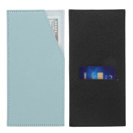 PATIKIL カードと現金用封筒ウォレット 2個入り 予算用現金ホルダー再利用可能なマネーバッグポーチレザーマネーオーガナイザーポーチ レシートチェックビル用 黒/ライトブルー