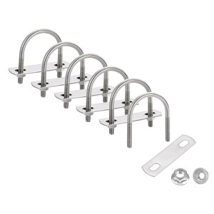 uxcell 6�Z�b�g 1-1/2�C���` ���� �ی^ U�{���g 2-1/4�C���` ���� 304�X�e�����X�| U�{���g �t�����W�t���Z�p�i�b�g �t���[���v���[�g �g���[���[ �����ԗp (38mm�� x 57mm��)