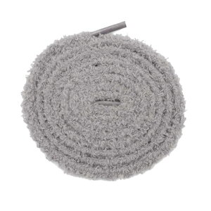 Elerevyo 1 Pair Round Fuzzy Shoe Laces for Sneakers, 0.28'' Fluffy Fat Soft Shoelaces Shoestrings for Casual Hiking Shoes Grey 160cm/62.99