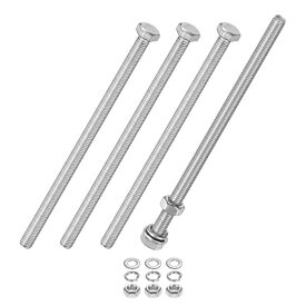 M METERXITY ナット付き平＆ロックワッシャー付きM5x100mmステンレス鋼ボルト4本セット 完全にねじれたメトリックボルトアソートメント 機器/機械用