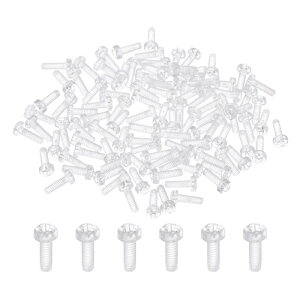 uxcell 100�� �N���A�A�N�����l�W M2x6mm PC�v���X�`�b�N�t�B�����v�X���E���h�w�b�h�l�W �@�B�A�N�Z�T���[�p ���g���b�N�e���X���b�h�{���g ����