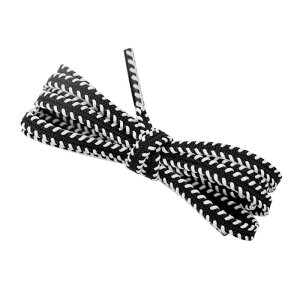 Elerevyo Flat Colorful Shoelaces Work Boot Laces Fashion Shoe Laces for Sneakers 2 Pairs Black-White 150cm/59.06
