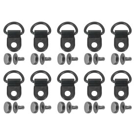 uxcell 20セットの靴ひもフック、ブーツレースフックDリングアイレットバックルとリベット、ハイキングブーツシューレザーバッグ用のブーツアイレット修理クリップ、9x14mmクッション黒