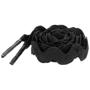 Elerevyo Flat S-Shaped Wavy Shoelaces Fashionable Versatile Solid Gradient Shoe Laces for Sneakers 1 Pair Black 80cm/31.5