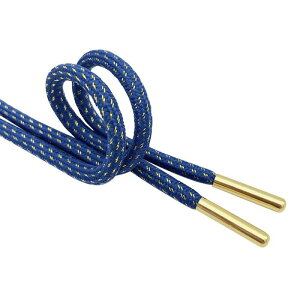 Elerevyo Round Metallic Shoelaces with Metal Tips for Athletic Shoes Boot Strings 2 Pairs Blue 180cm/70.87