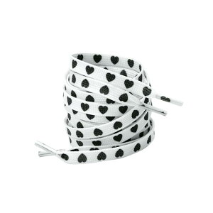 Elerevyo Heart Printed Colored Shoelaces Flat Shoe Laces Strings for Sneakers Athletic Sport Boots 1 Pair White-Black Heart 140cm/55.1