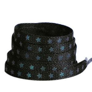 Elerevyo Reflective Stars Shoelaces Colorful Cool Flat Shoe Laces Strings for Athletic Running Sneakers 2 Pairs Black-Colorful Light 160cm/63.0