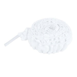 Elerevyo Shoelaces Ruffled Ribbon Solid Color Pleated Elastic Shoe Strings for Sneakers 2 Pairs White 120cm/47.2