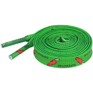 Elerevyo 1 Pair Flat Shoe Laces for Sneakers, 0.31'' Carrot Printed Soft Shoelaces Shoestrings for Casual Hiking Shoes Green 160cm/63.0