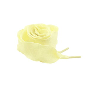 Elerevyo 2 Pairs Ruffle Shoe Laces: 2.5CM Wide Fishtail Pleated Flat Sneaker Shoestring Light Yellow 110cm/43.3