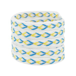Elerevyo 2 Pairs 0.47'' Wide Contrast Color Flat Fat Braided Twist Woven Shoeslaces Shoe Laces Shoestrings Yellow+Blue 160cm/63.0