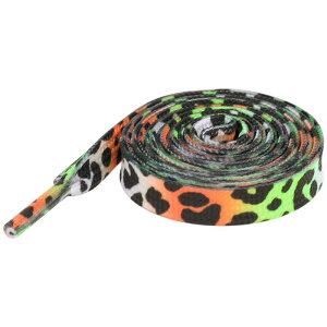 Elerevyo Leopard Shoelaces Multicolor Tie Dye Gradient Shoelace Flat Shoe Strings for Sports Sneakers 2 Pairs Black 110cm/43.3