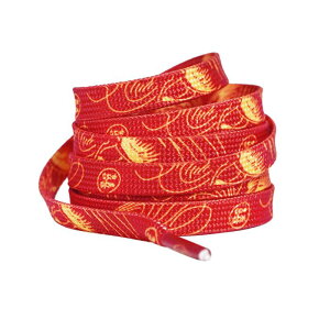 Elerevyo Flat Thin Shoelaces Dragon Phoenix Auspicious Clouds Red Canvas Shoes Sneakers Shoelaces Wedding Celebration Red 02 140cm/55.1"